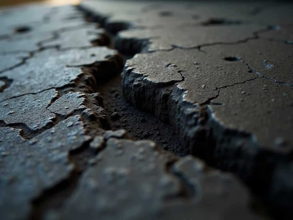 A heavy steel bracelet against scuffed dark concrete