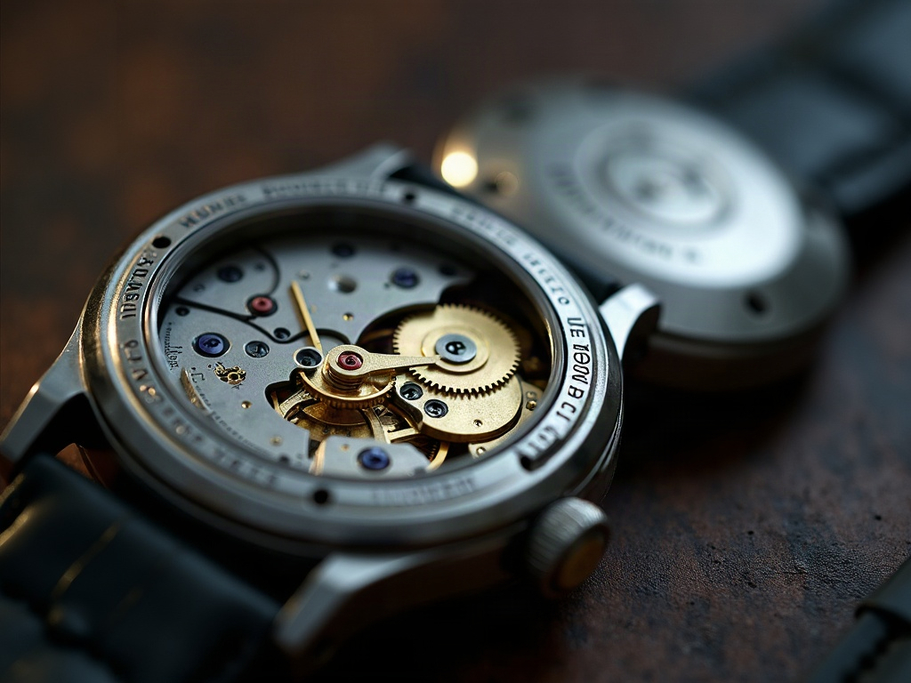 Macro of a brushed steel watch case flank and lug