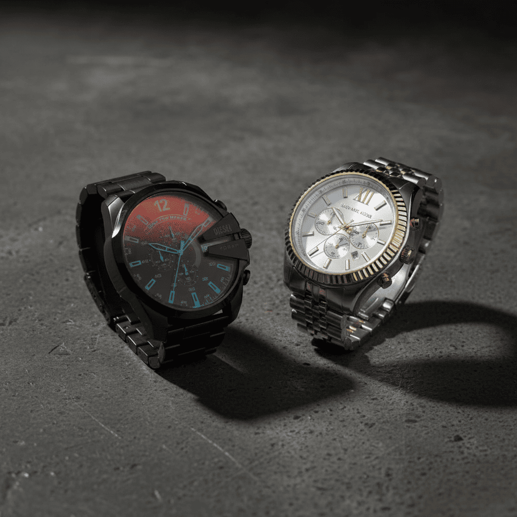 Two watches side by side for comparison