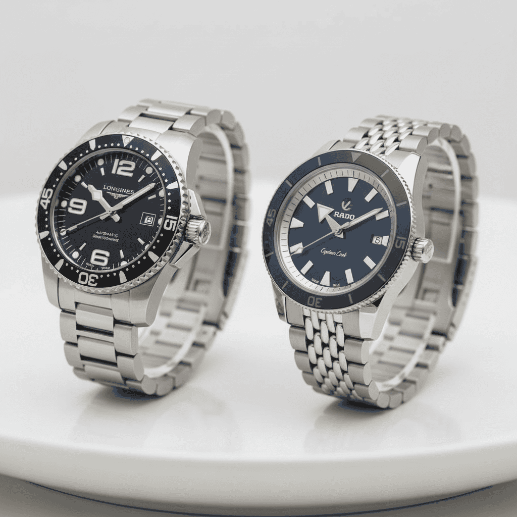 Two watches side by side for comparison