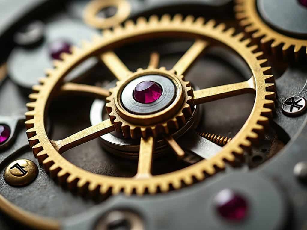 Macro photograph of watch movement components