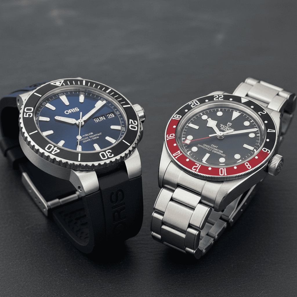 Two watches side by side for comparison