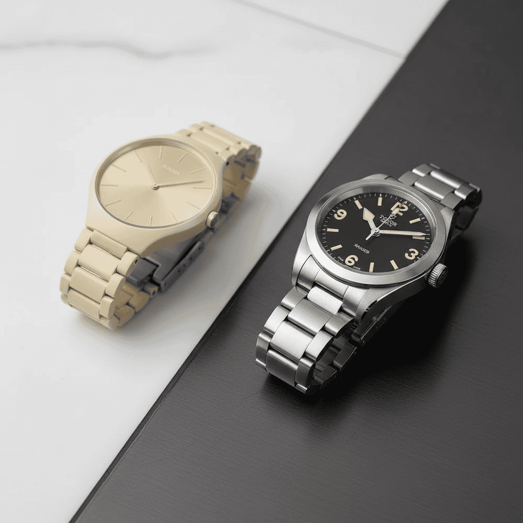 Two watches side by side for comparison